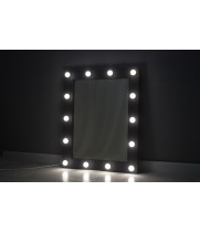 Черное гримерное зеркало с подсветкой лампами 80х60 см