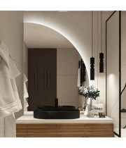 Полукруглое зеркало c подсветкой для ванной комнаты Маринга